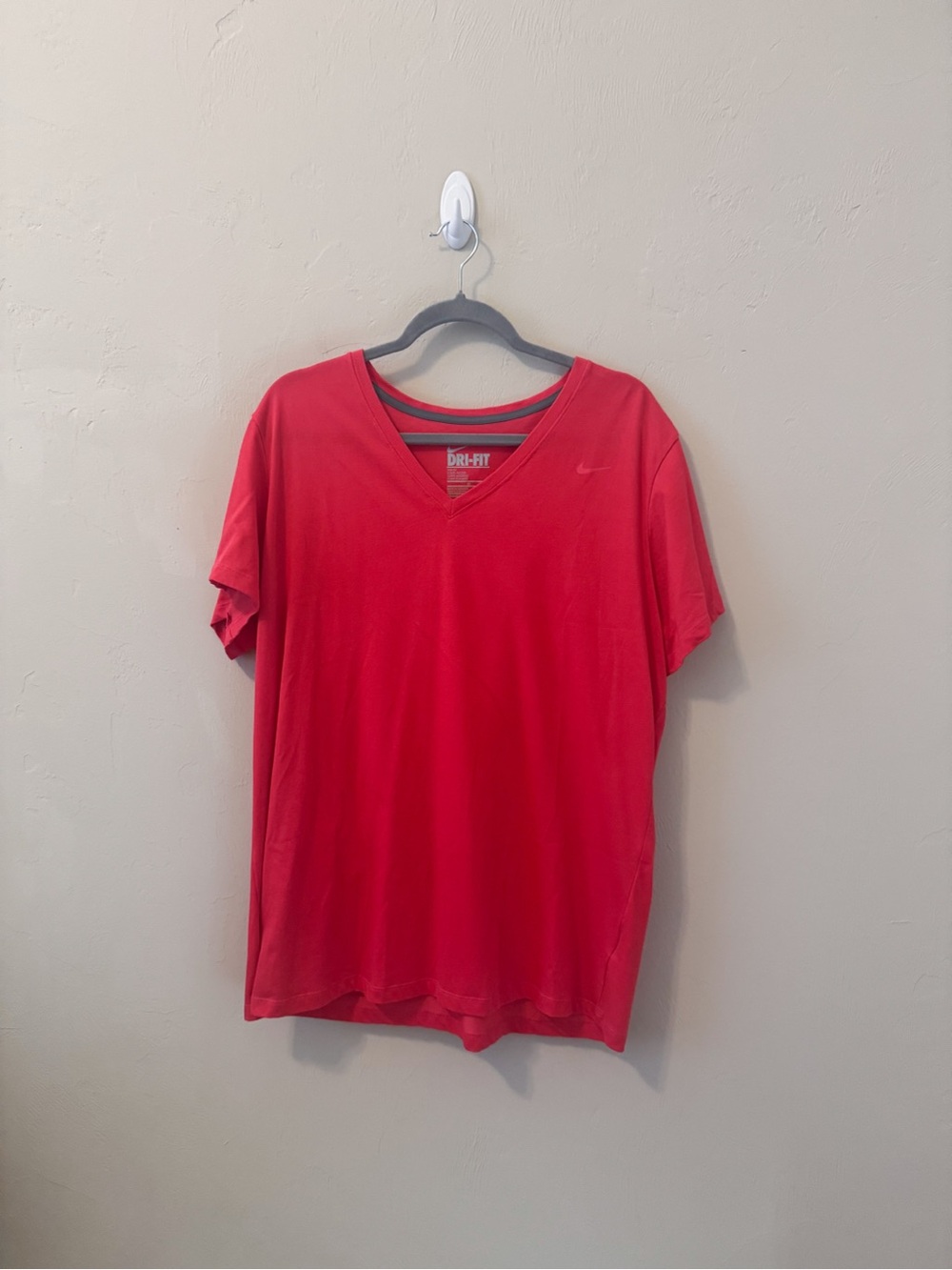 Nike Dri-FIT Coral Red V-Neck Performance Shirt